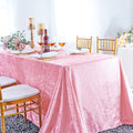 90"x132" Seamless Rectangular Ice Crushed Velvet (200 GSM) Tablecloth - Pink (1pc)