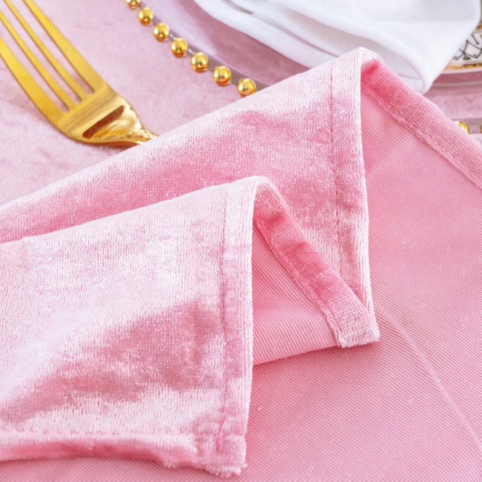 90"x132" Seamless Rectangular Ice Crushed Velvet (200 GSM) Tablecloth - Pink (1pc)
