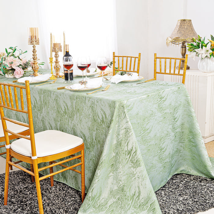 90"x132" Seamless Rectangular Mirage Jacquard Polyester Tablecloth - Sage Green (1pc)