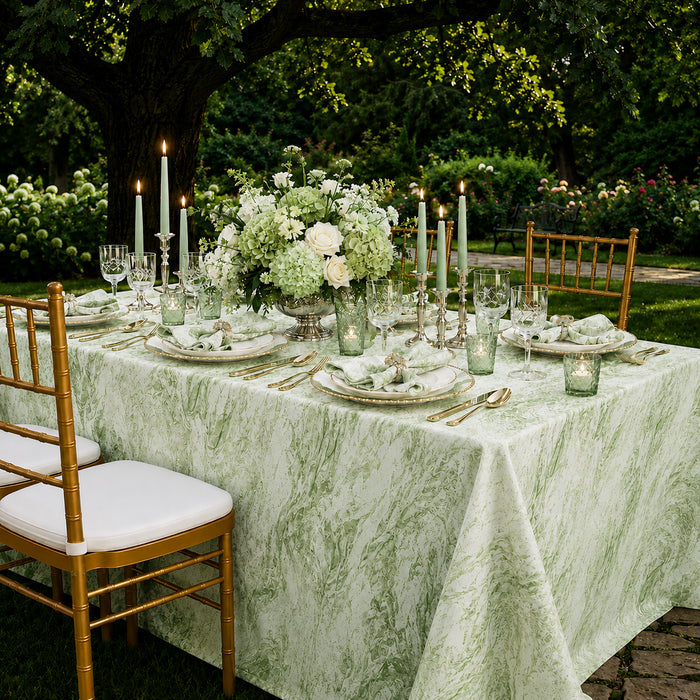 90"x132" Seamless Rectangular Mirage Jacquard Polyester Tablecloth - Sage Green (1pc)