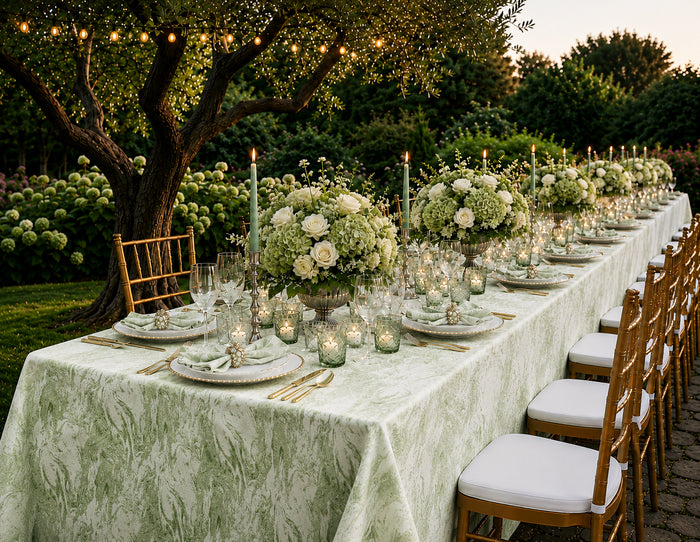 90"x132" Seamless Rectangular Mirage Jacquard Polyester Tablecloth - Sage Green (1pc)