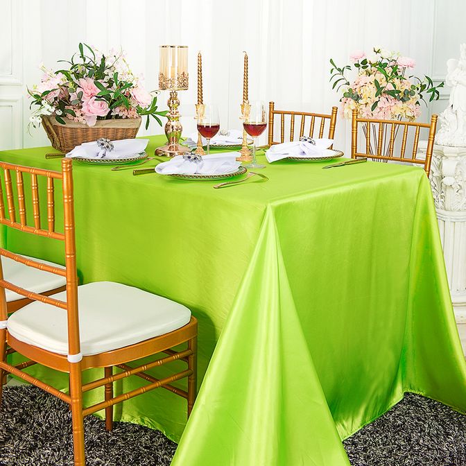 90"x132" Seamless Rectangular Satin Tablecloth - Key Lime (1pc)