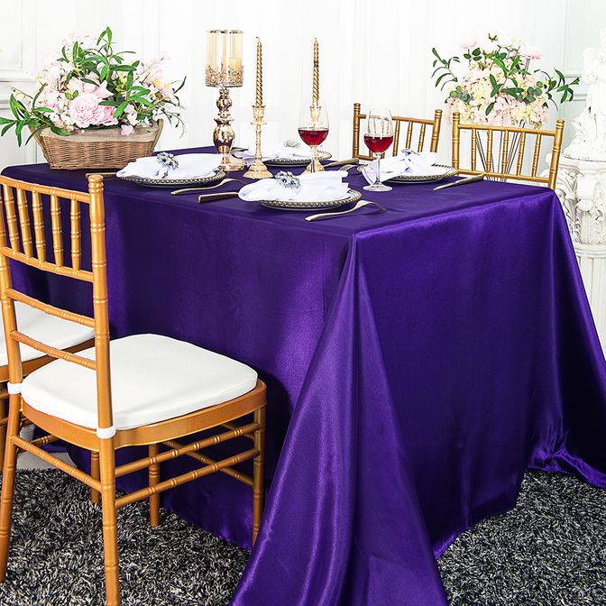 90"x132" Seamless Rectangular Satin Tablecloth - Regency Purple (1pc)