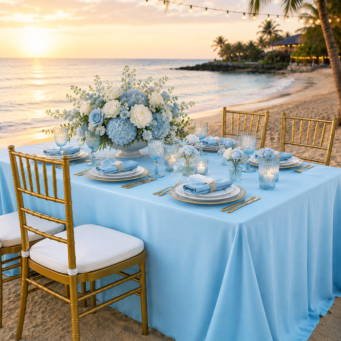 90"x132" Seamless Rectangular Scuba (Wrinkle-Free) Tablecloth - Baby Blue (1pc)