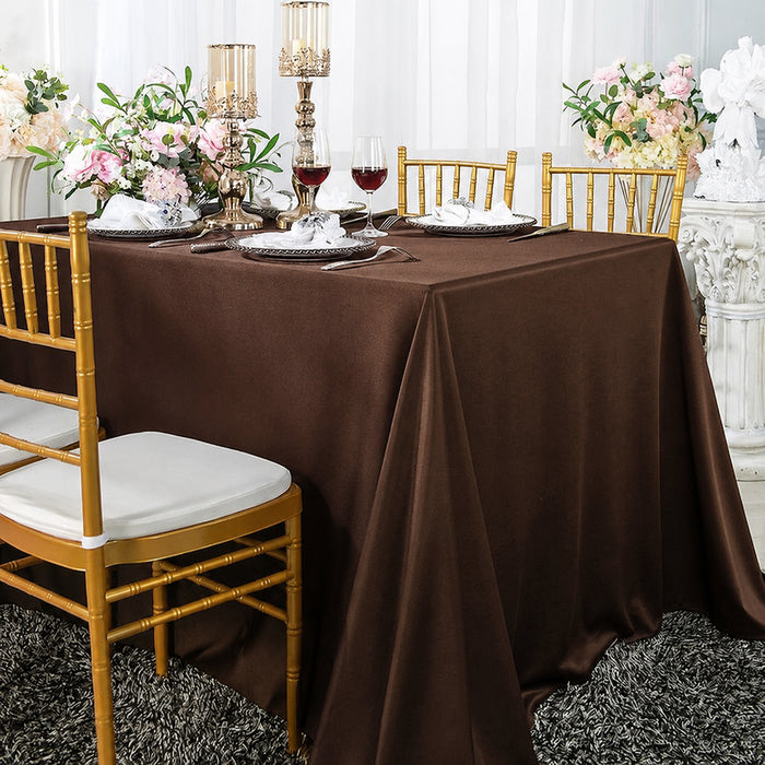 90"x132" Seamless Rectangular Scuba (Wrinkle-Free) Tablecloth - Chocolate (1pc)