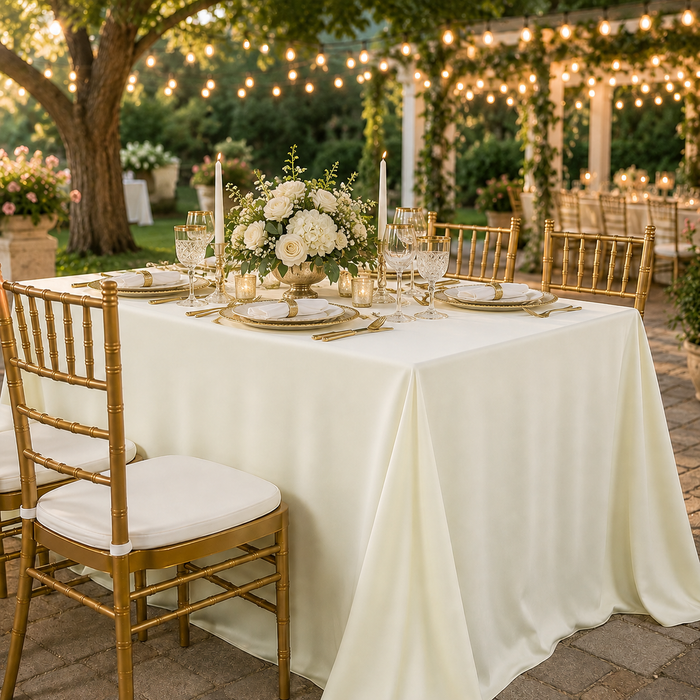 90"x132" Seamless Rectangular Scuba (Wrinkle-Free) Tablecloth - Ivory (1pc)