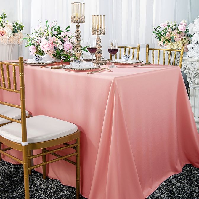 90"x132" Seamless Rectangular Scuba (Wrinkle-Free) Tablecloth - Rose Pink (1pc)