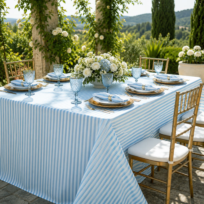 90"x132" Seamless Rectangular Seersucker Polyester Tablecloth - Baby Blue (1pc)