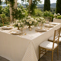 90"x132" Seamless Rectangular Seersucker Polyester Tablecloth - Champagne (1pc)