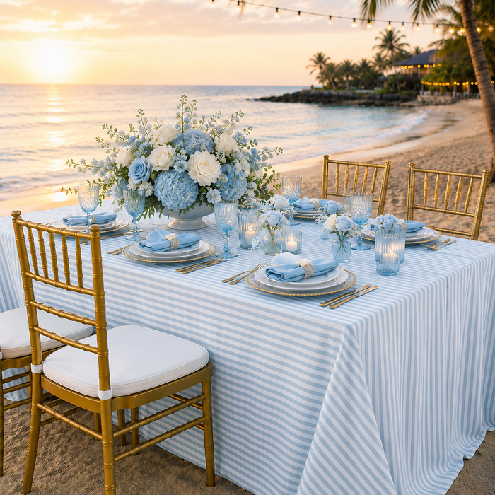 90"x132" Seamless Rectangular Seersucker Polyester Tablecloth - Dusty Blue (1pc)