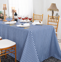 90"x132" Seamless Rectangular Seersucker Polyester Tablecloth - Navy Blue (1pc)