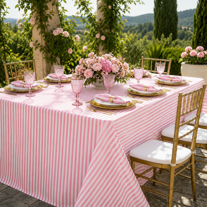 90"x132" Seamless Rectangular Seersucker Polyester Tablecloth - Pink (1pc)
