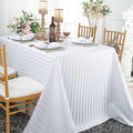 90"x132" Seamless Rectangular Striped Jacquard Polyester Tablecloth - White (1pc)