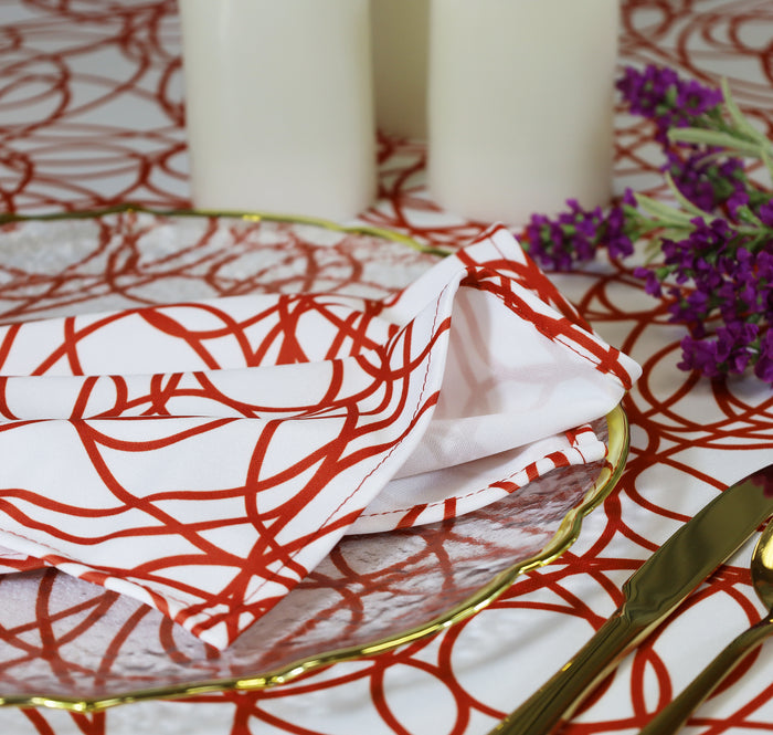 90"x132" Seamless Rectangular Whirl Scuba (Wrinkle-Free) Tablecloth - Rust/Burnt Orange (1pc)