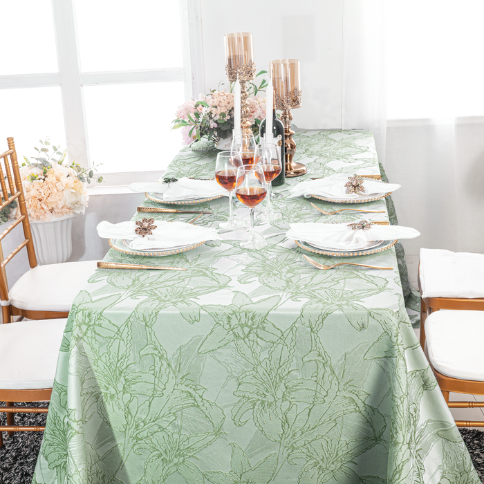 90"x156" Rectangular Floral Reef Jacquard Polyester Tablecloth - Sage Green (1pc)