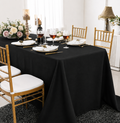 90"x156" Rectangular Rustic Panama Linen Tablecloth - Black (1pc)