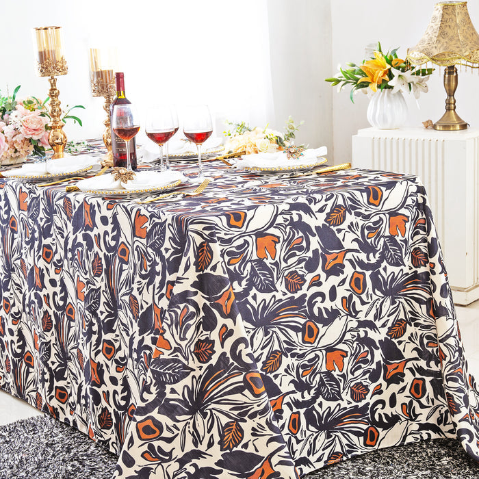 90"x156" Seamless Rectangular Faux Linen Tablecloth - Burnt Sienna (1pc)