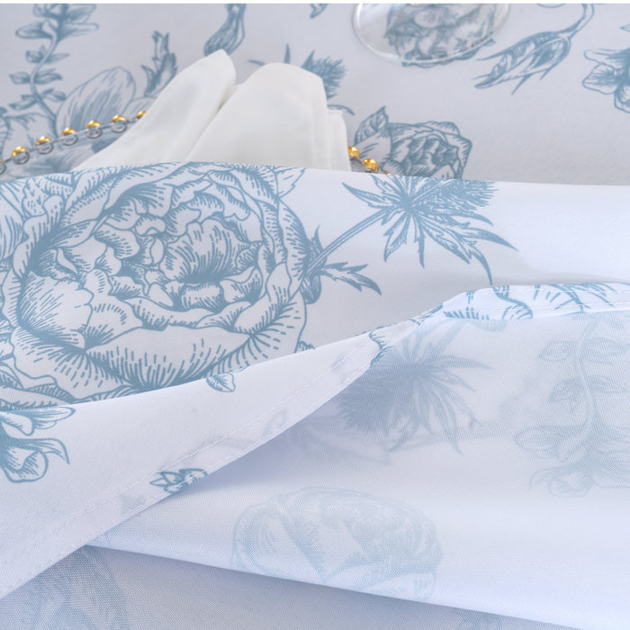90"x156" Seamless Rectangular French Toile Polyester Tablecloth - Dusty Blue (1pc)