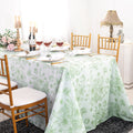 90"x156" Seamless Rectangular French Toile Polyester Tablecloth - Sage Green (1pc)