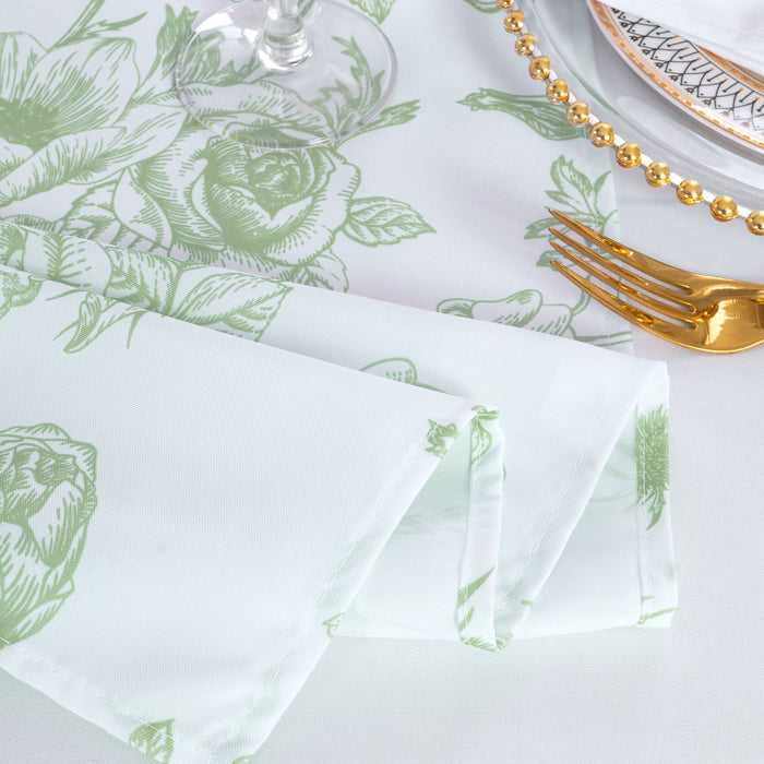 90"x156" Seamless Rectangular French Toile Polyester Tablecloth - Sage Green (1pc)