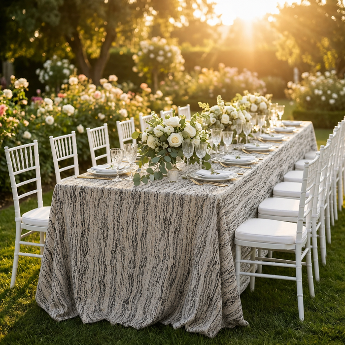 90"x156" Seamless Rectangular Galilean Jacquard Polyester Tablecloth - Black (1pc)