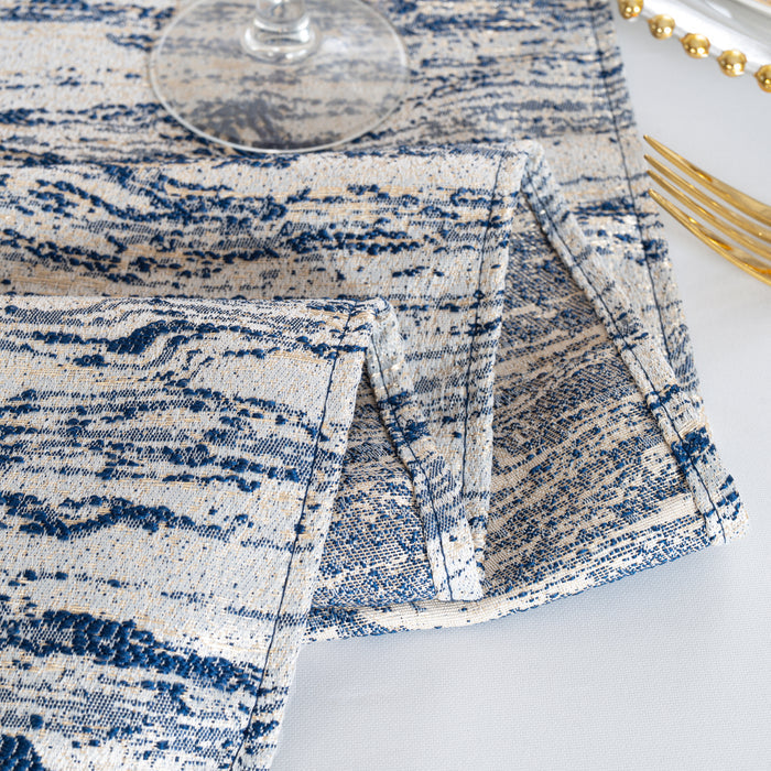 90"x156" Seamless Rectangular Galilean Jacquard Polyester Tablecloth - Navy Blue (1pc)