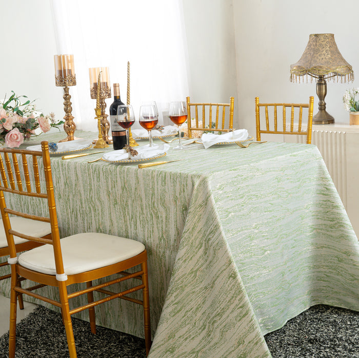 90"x156" Seamless Rectangular Galilean Jacquard Polyester Tablecloth - Sage Green (1pc)