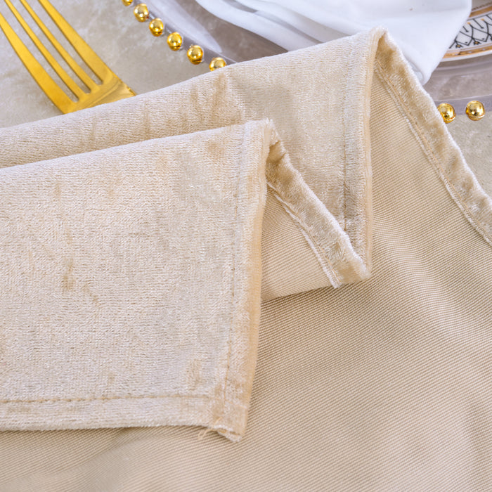 90"x156" Seamless Rectangular Ice Crushed Velvet (200 GSM) Tablecloth - Champagne (1pc)