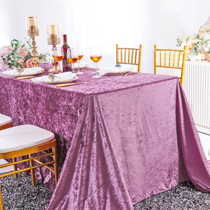 90"x156" Seamless Rectangular Ice Crushed Velvet (200 GSM) Tablecloth - Mauve (1pc)
