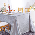 90"x156" Seamless Rectangular Ice Crushed Velvet (200 GSM) Tablecloth - Silver (1pc)