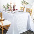 90"x156" Seamless Rectangular Marquis Damask Jacquard Polyester Tablecloth - White (1pc)