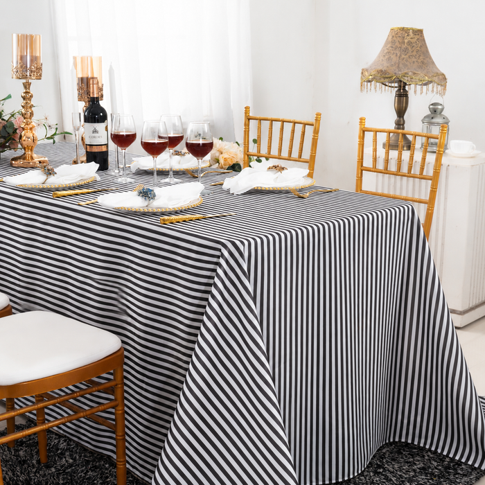 90"x156" Seamless Rectangular Seersucker Polyester Tablecloth - Black (1pc)