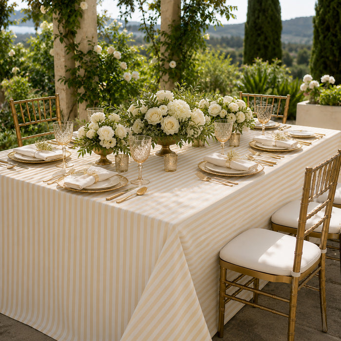 90"x156" Seamless Rectangular Seersucker Polyester Tablecloth - Champagne (1pc)