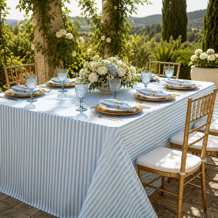 90"x156" Seamless Rectangular Seersucker Polyester Tablecloth - Dusty Blue (1pc)