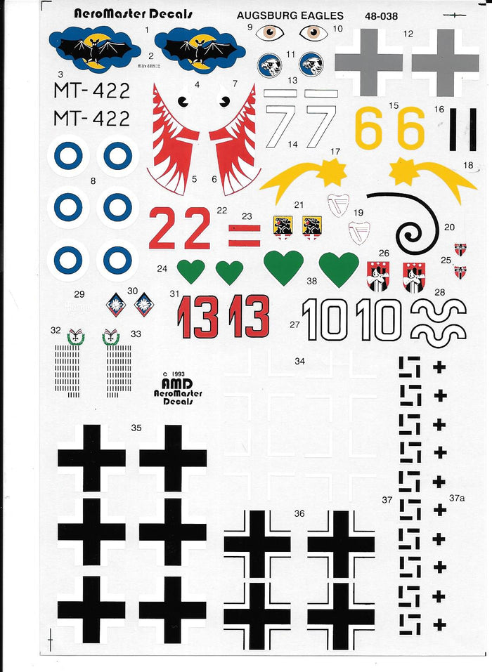 AeroMaster Augsburg Eagles Part I, Bf-109G-6 Decals 1/48 038