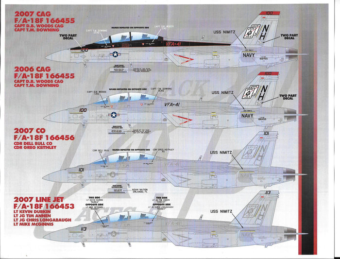 Afterburner F/A-18F Super Hornet VFA-41 Black Aces Decals in 1/48 011 DO