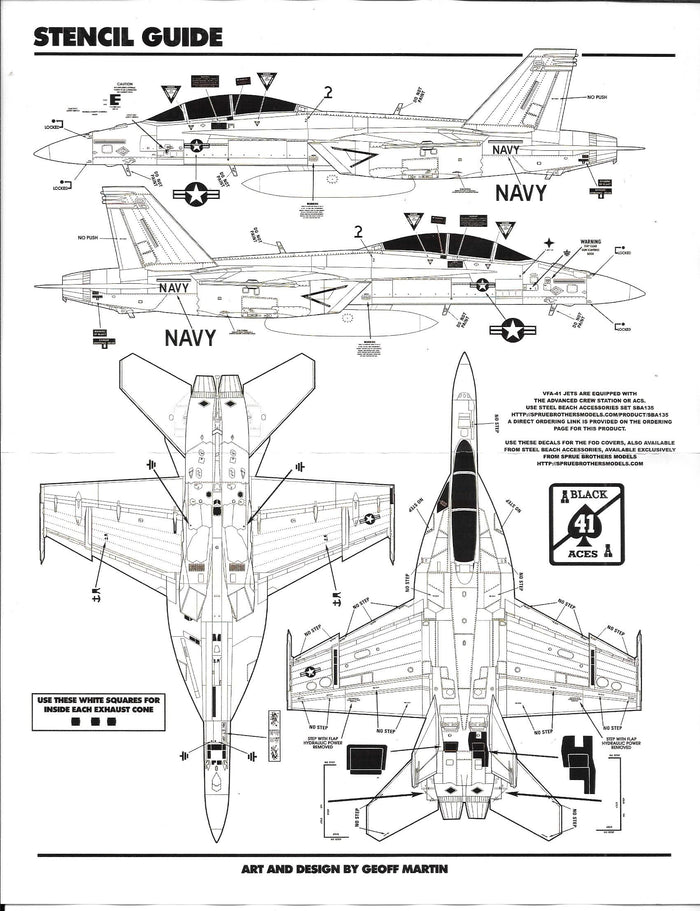 Afterburner F/A-18F Super Hornet VFA-41 Black Aces Decals in 1/48 011 DO
