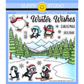 Sunny Studio Alpine Adventure 6x6 Clear Photopolymer Craft Stamps featuring Snowy Fir Trees, Mountains, Polar Bear & Penguins