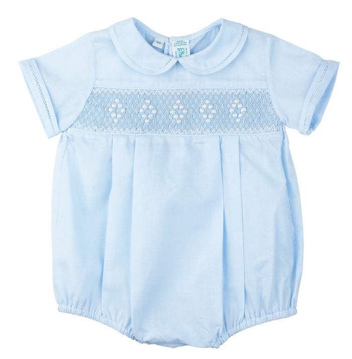 Baby Boys Smocked Embroidered Diamond Creeper