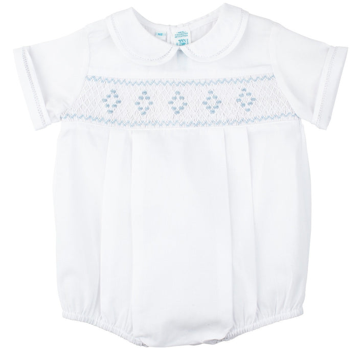 Baby Boys Smocked Embroidered Diamond Creeper
