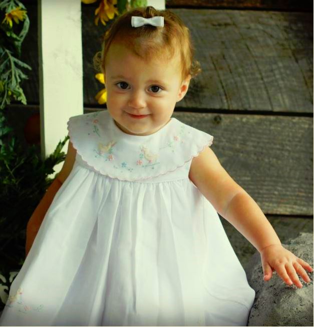 Baby Girl Dress Voile Sleeveless with Embroidered Ducks