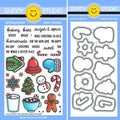 Sunny Studio Baking Spirits Bright Christmas Holiday Sugar Cookies, Milk & Hot Cocoa Clear Stamps & Metal Craft Dies