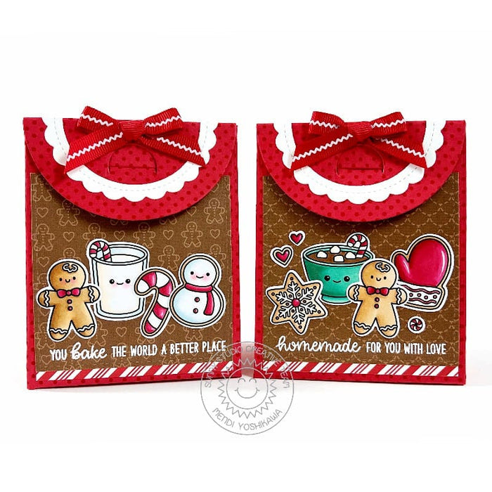 Sunny Studio Baked Gingerbread & Sugar Cookies Christmas Holiday Treat Bags using Baking Spirits Bright Clear Craft Stamps