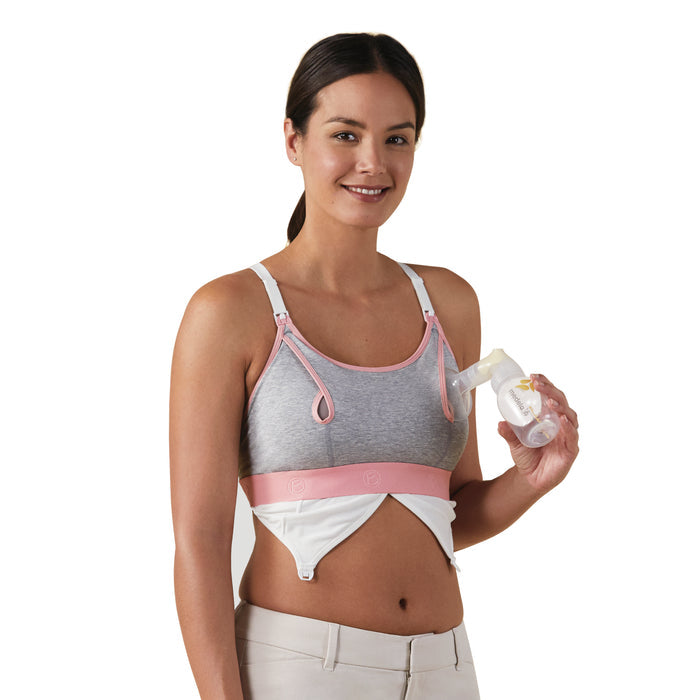 Bravado Designs Clip and Pump Hands-Free Nursing Bra Accessory - Dove Heather with Dusted Peony S