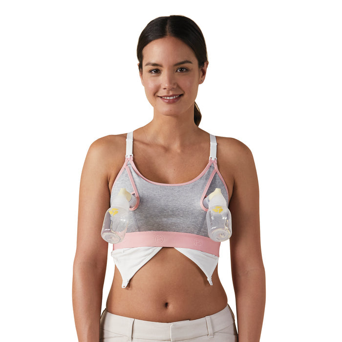Bravado Designs Clip and Pump Hands-Free Nursing Bra Accessory - Dove Heather with Dusted Peony S