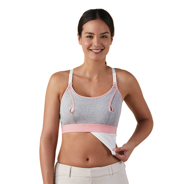 Bravado Designs Clip and Pump Hands-Free Nursing Bra Accessory - Dove Heather with Dusted Peony S