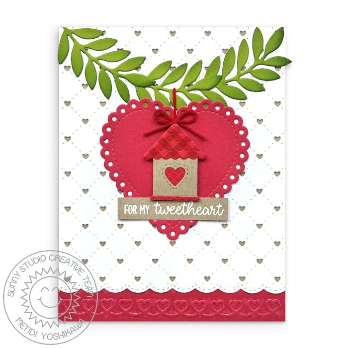 Sunny Studio Stamps For My Tweetheart Red Bird House Punny Valentine's Day Card (using Build-a-Birdhouse Metal Cutting Dies)