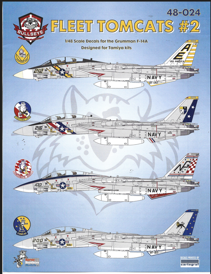 Bullseye, Fleet Tomcats, Colorful F-14A Tomcat Decals #2 1/48 024