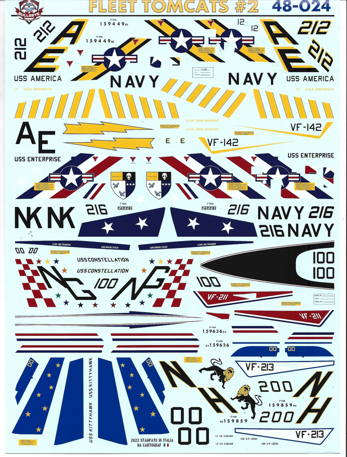 Bullseye, Fleet Tomcats, Colorful F-14A Tomcat Decals #2 1/48 024
