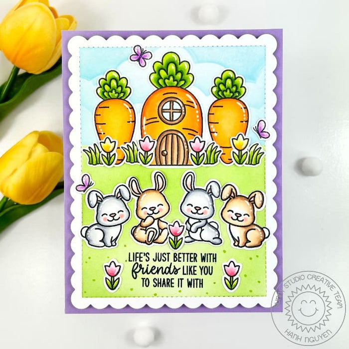 Sunny Studio "Life Is Better With Friends Like You" Easter Bunny Spring Friendship Card using Bunnyville Clear Craft Stamps